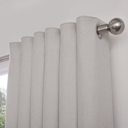 Herringbone Eyelet Curtains - Light Grey - DUSK