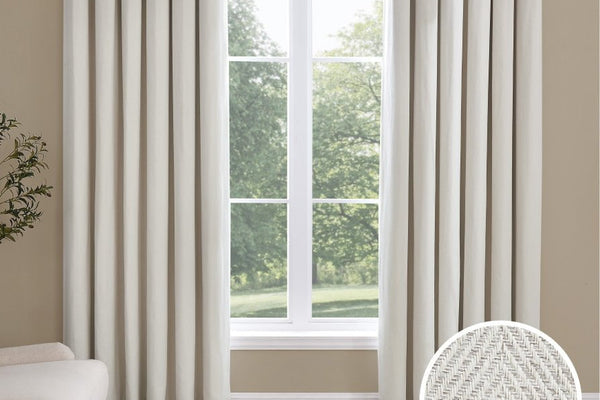 Herringbone Eyelet Curtains - Off White - DUSK