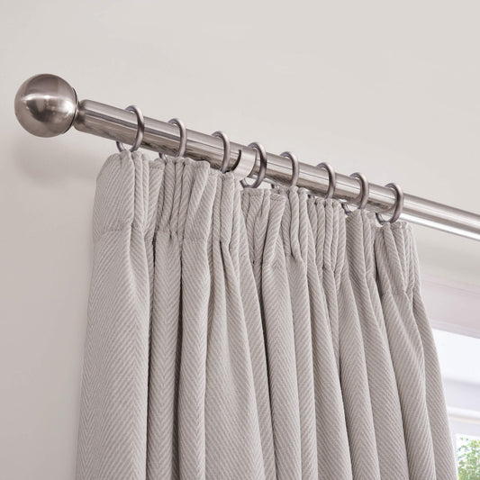 Herringbone Pencil Pleat Curtains - Light Grey - DUSK