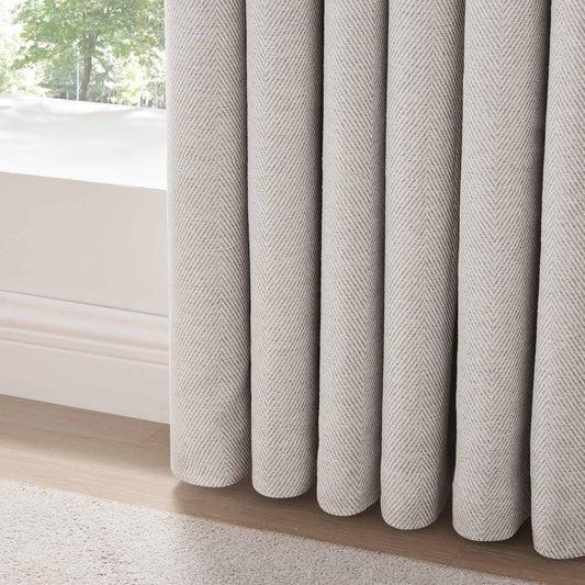 Herringbone Pencil Pleat Curtains - Light Grey - DUSK