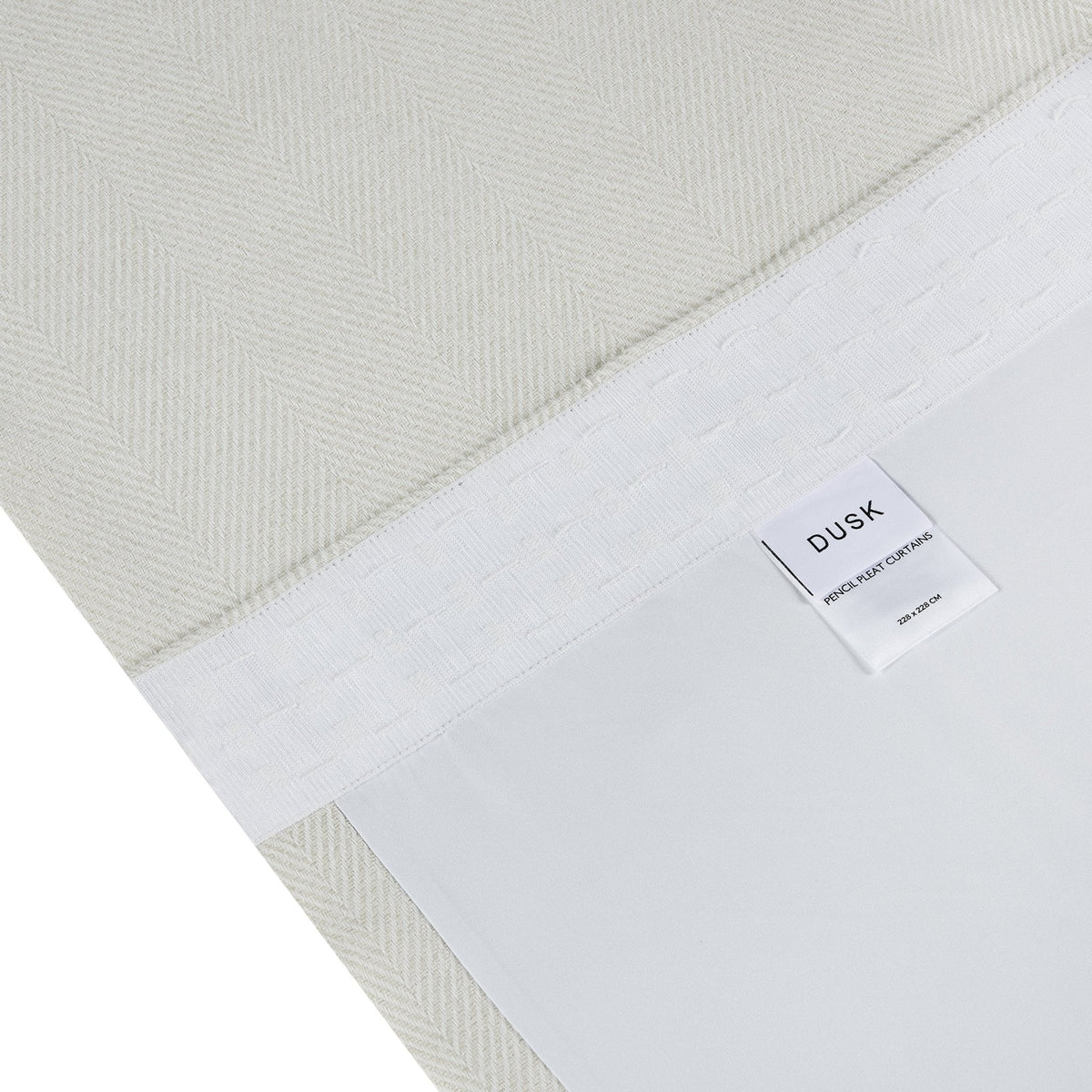 Herringbone Pencil Pleat Curtains - Off White - DUSK