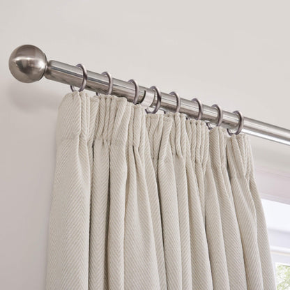 Herringbone Pencil Pleat Curtains - Off White - DUSK