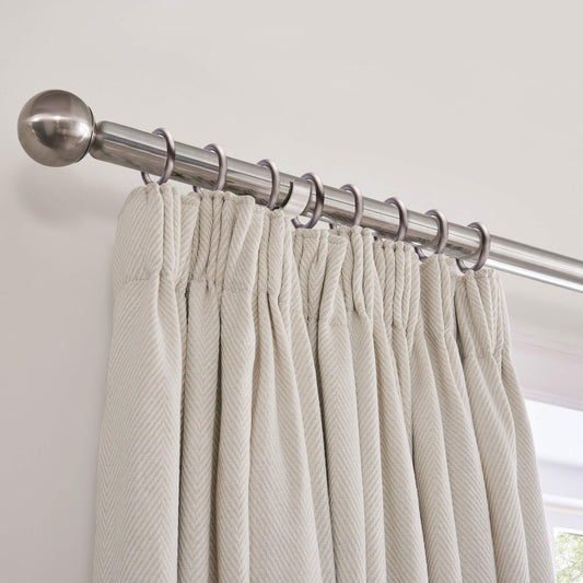 Herringbone Pencil Pleat Curtains - Off White - DUSK