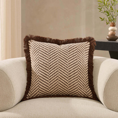 Herringbone Tufted Edge Sofa Cushion Cover - Chocolate - DUSK