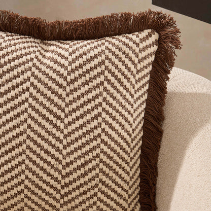 Herringbone Tufted Edge Sofa Cushion Cover - Chocolate - DUSK