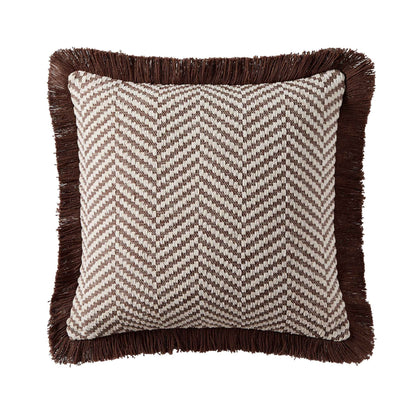 Herringbone Tufted Edge Sofa Cushion Cover - Chocolate - DUSK
