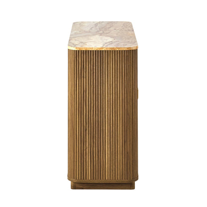 Hettie 2 Door Sideboard - Mid Wood/ Marble Effect Top - DUSK