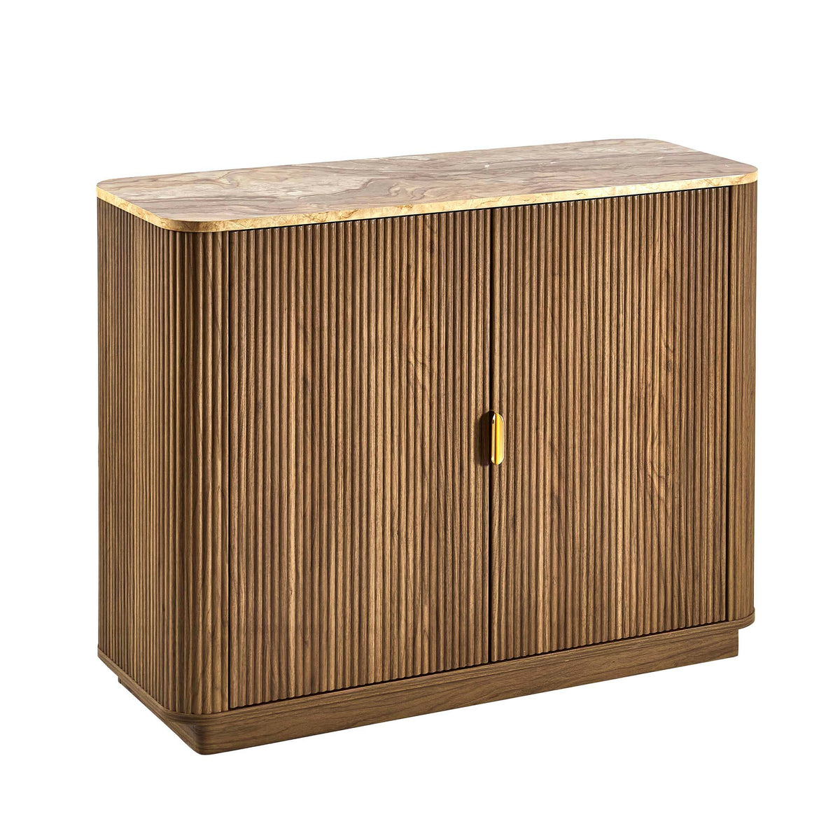 Hettie 2 Door Sideboard - Mid Wood/ Marble Effect Top - DUSK
