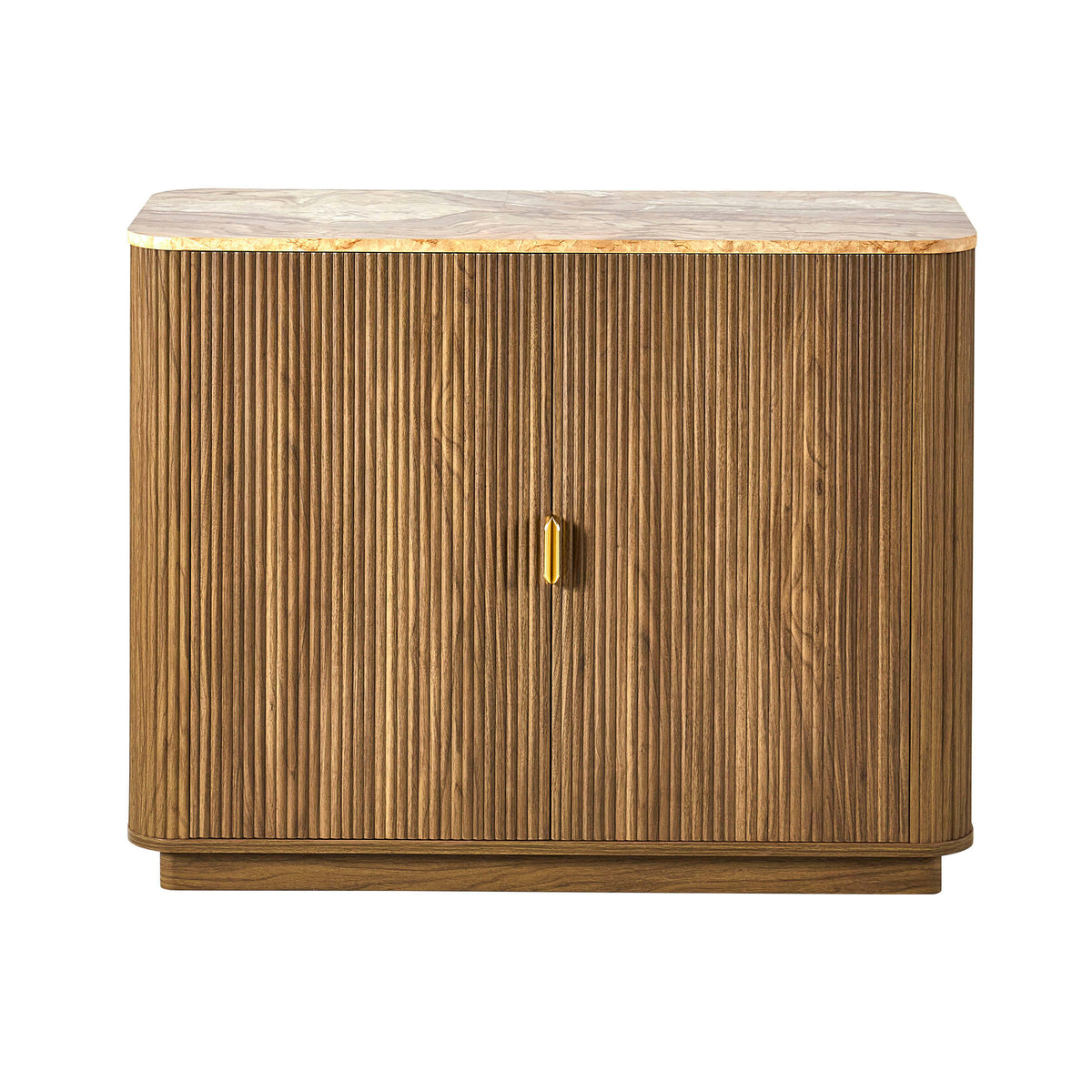 Hettie 2 Door Sideboard - Mid Wood/ Marble Effect Top - DUSK