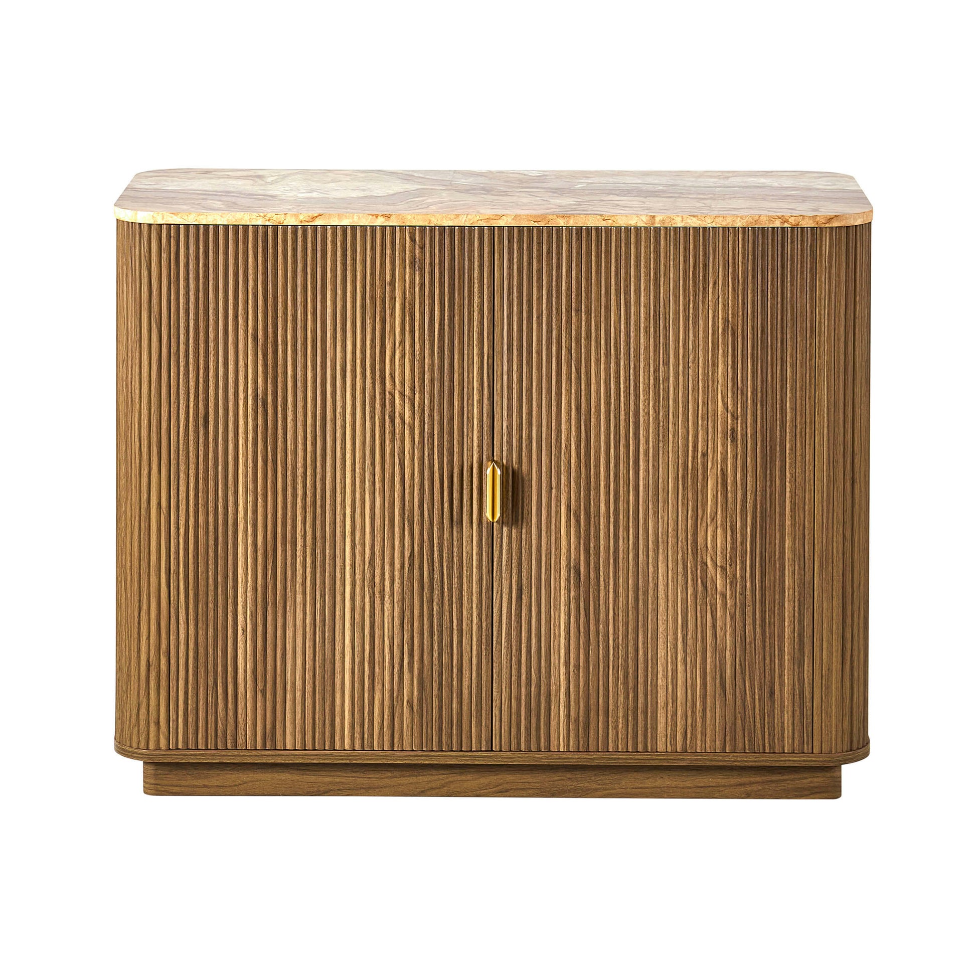 Hettie 2 Door Sideboard - Mid Wood/ Marble Effect Top - DUSK