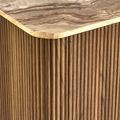 Hettie 2 Door Sideboard - Mid Wood/ Marble Effect Top - DUSK