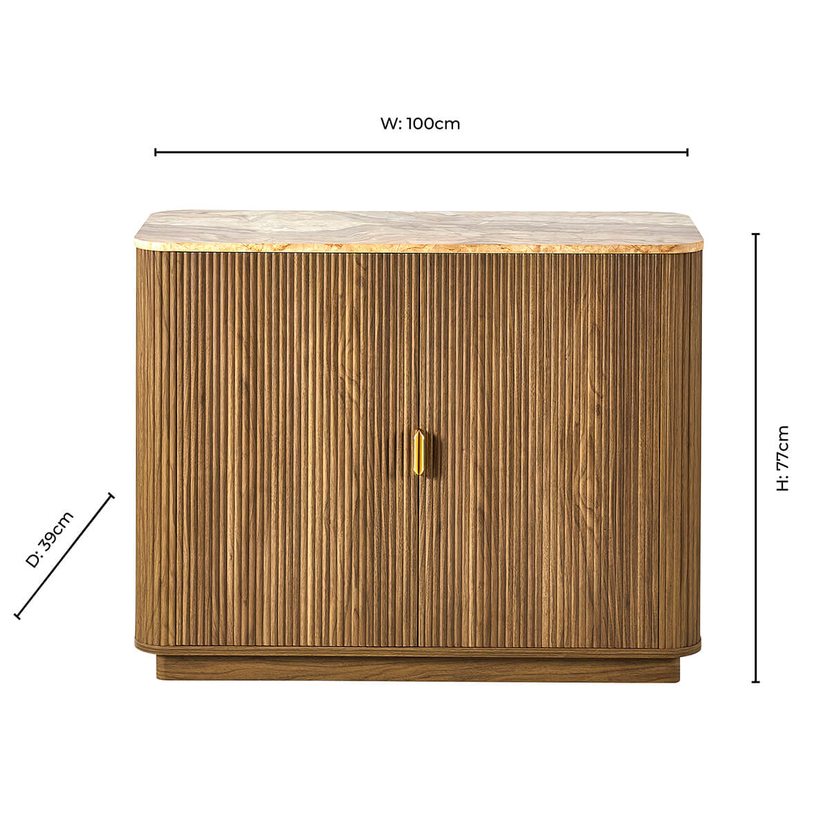 Hettie 2 Door Sideboard - Mid Wood/ Marble Effect Top - DUSK