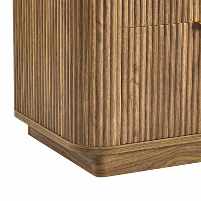 Hettie 2 Drawer Bedside Table - Mid Wood/ Marble Effect Top - DUSK