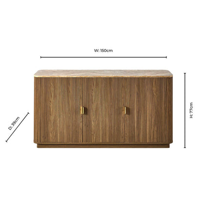 Hettie 3 Door Sideboard - Mid Wood/ Marble Effect Top - DUSK