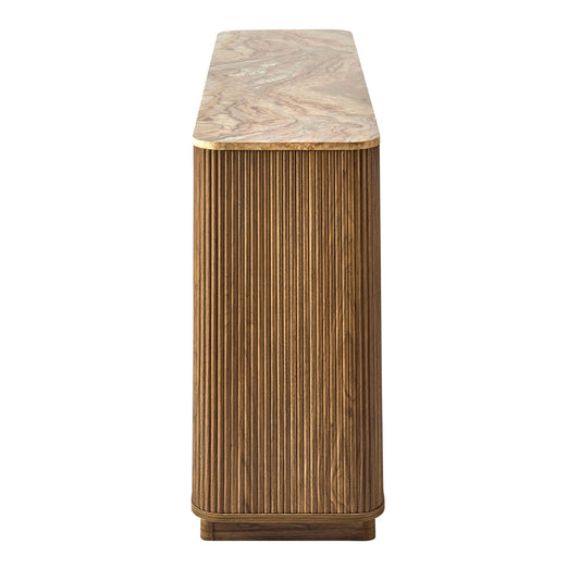 Hettie 3 Door Sideboard - Mid Wood/ Marble Effect Top - DUSK
