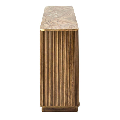 Hettie 3 Door Sideboard - Mid Wood/ Marble Effect Top - DUSK