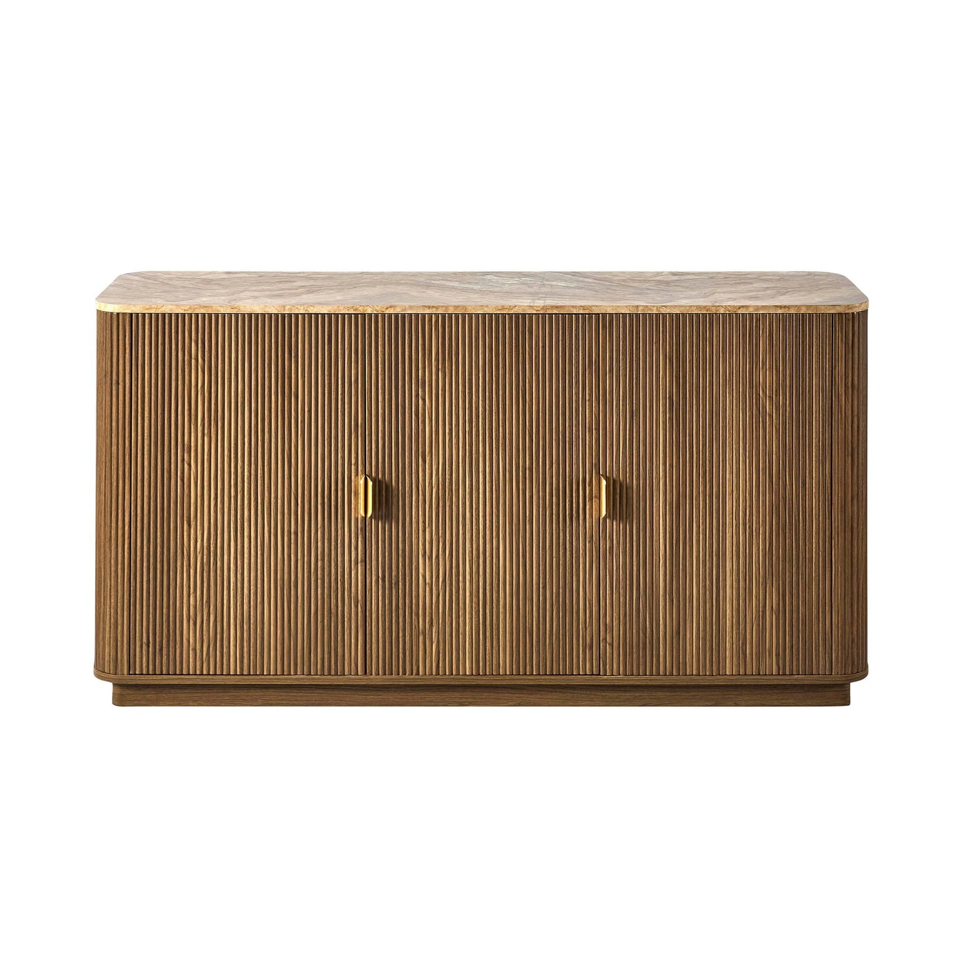 Hettie 3 Door Sideboard - Mid Wood/ Marble Effect Top - DUSK