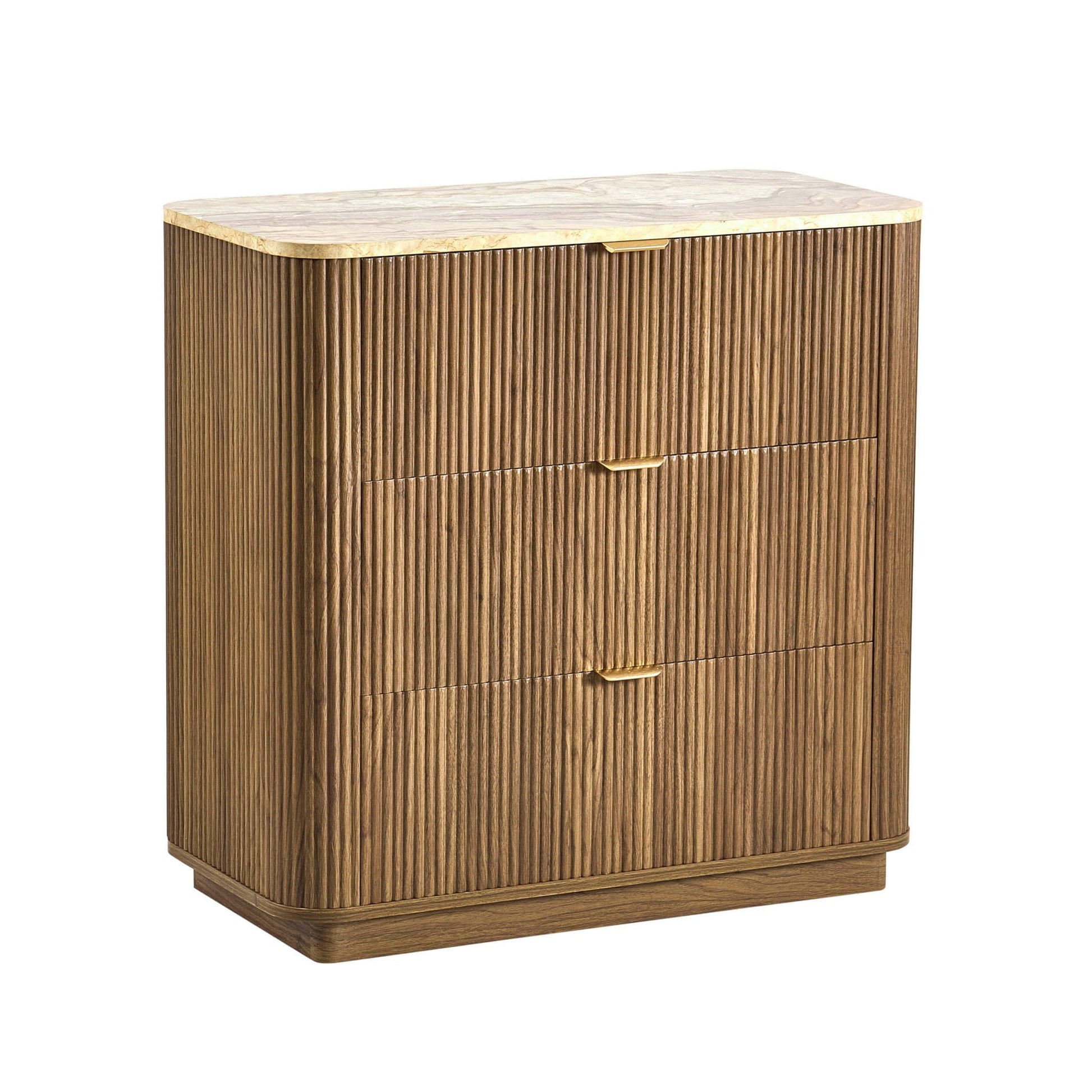Hettie 3 Drawer Chest - Mid Wood/ Marble Effect Top - DUSK
