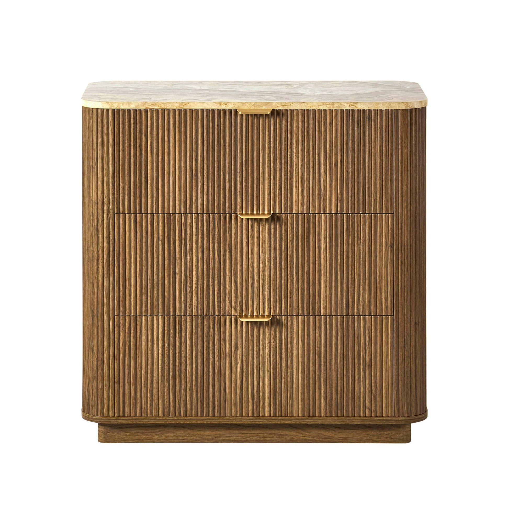 Hettie 3 Drawer Chest - Mid Wood/ Marble Effect Top - DUSK