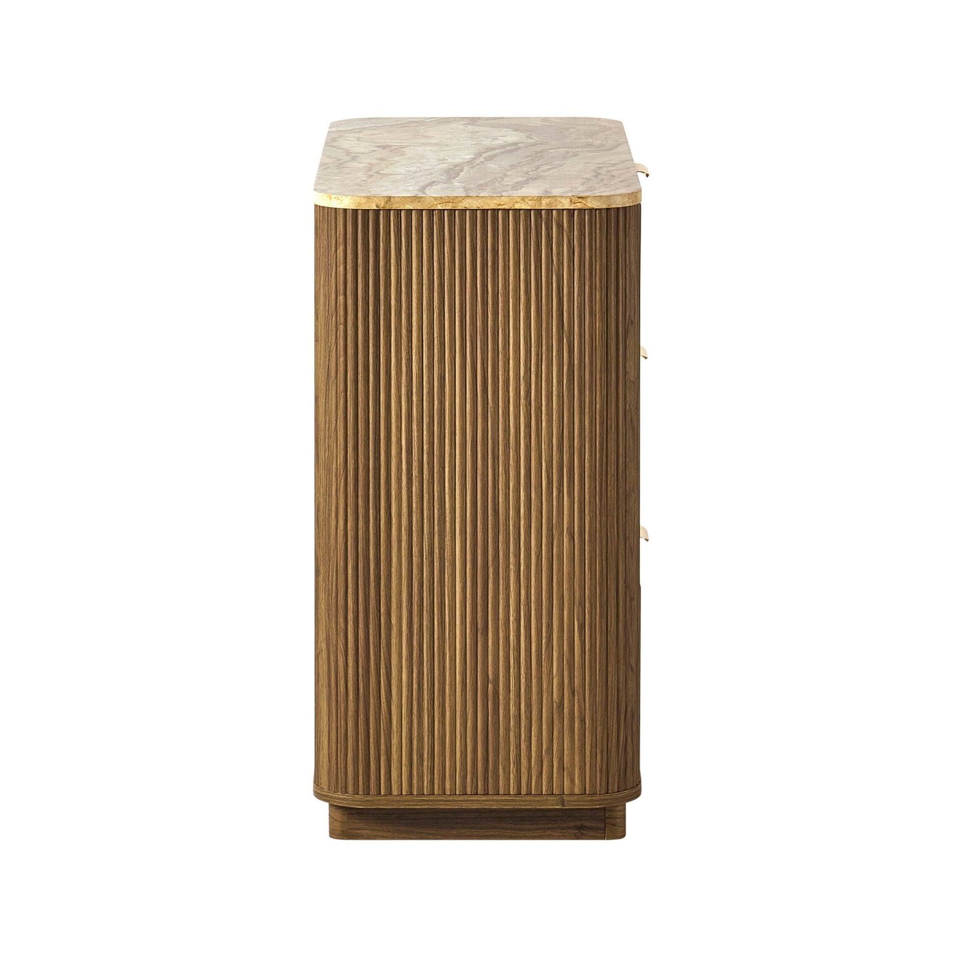 Hettie 3 Drawer Chest - Mid Wood/ Marble Effect Top - DUSK