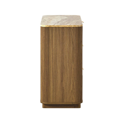 Hettie 3 Drawer Chest - Mid Wood/ Marble Effect Top - DUSK