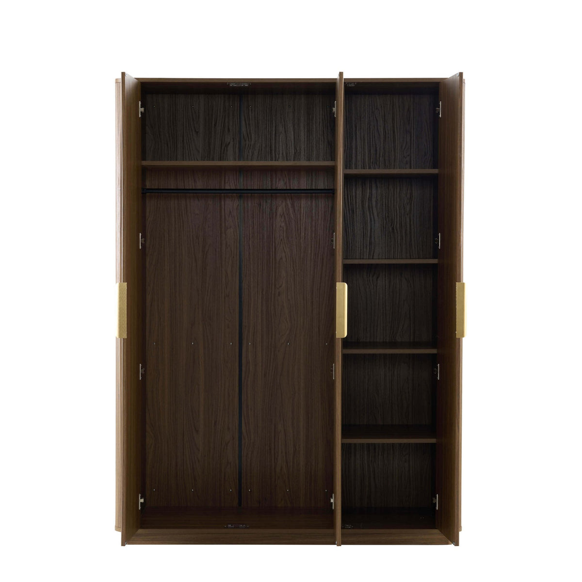 Hettie Ribbed 3 Door Wardrobe - Mid Wood - DUSK