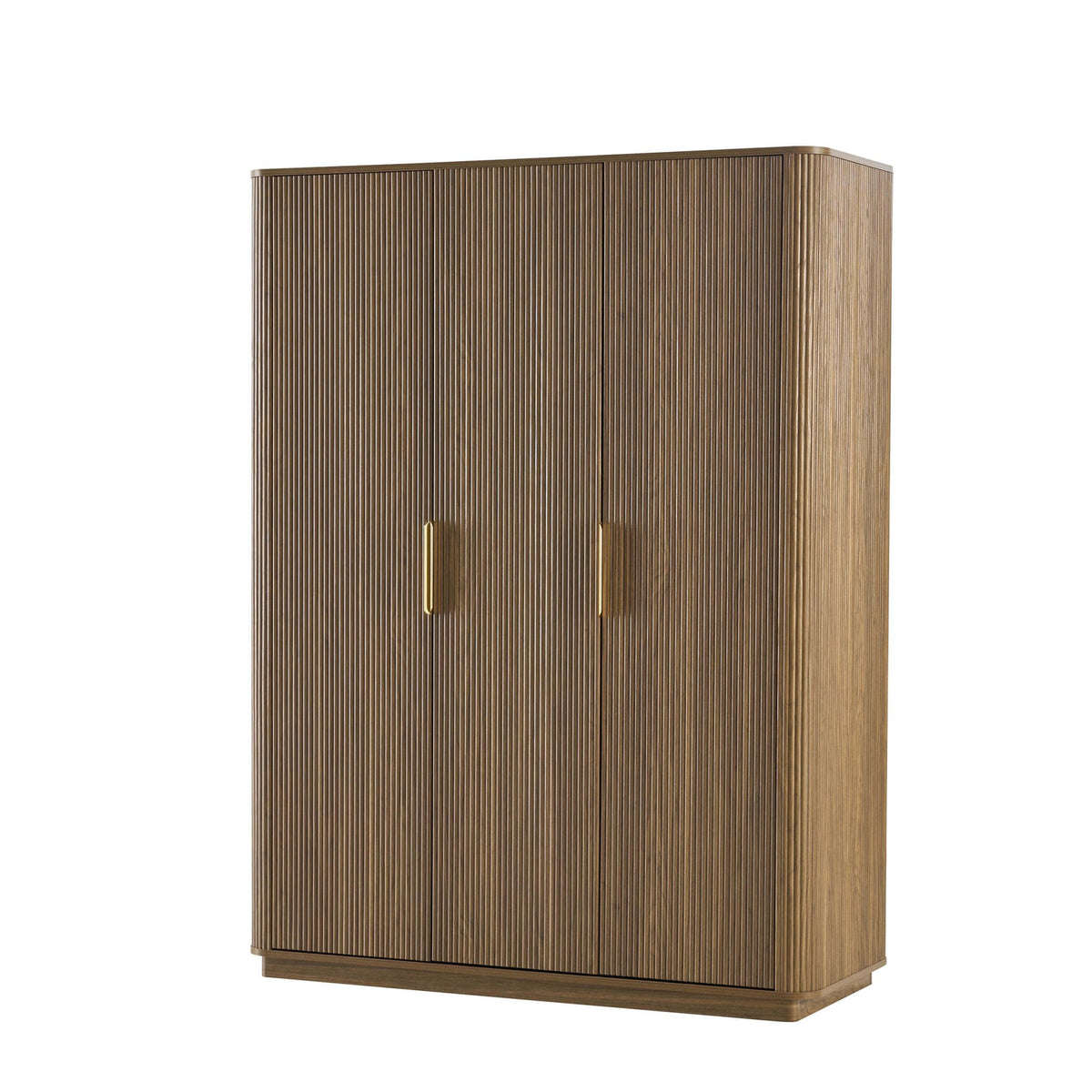 Hettie Ribbed 3 Door Wardrobe - Mid Wood - DUSK