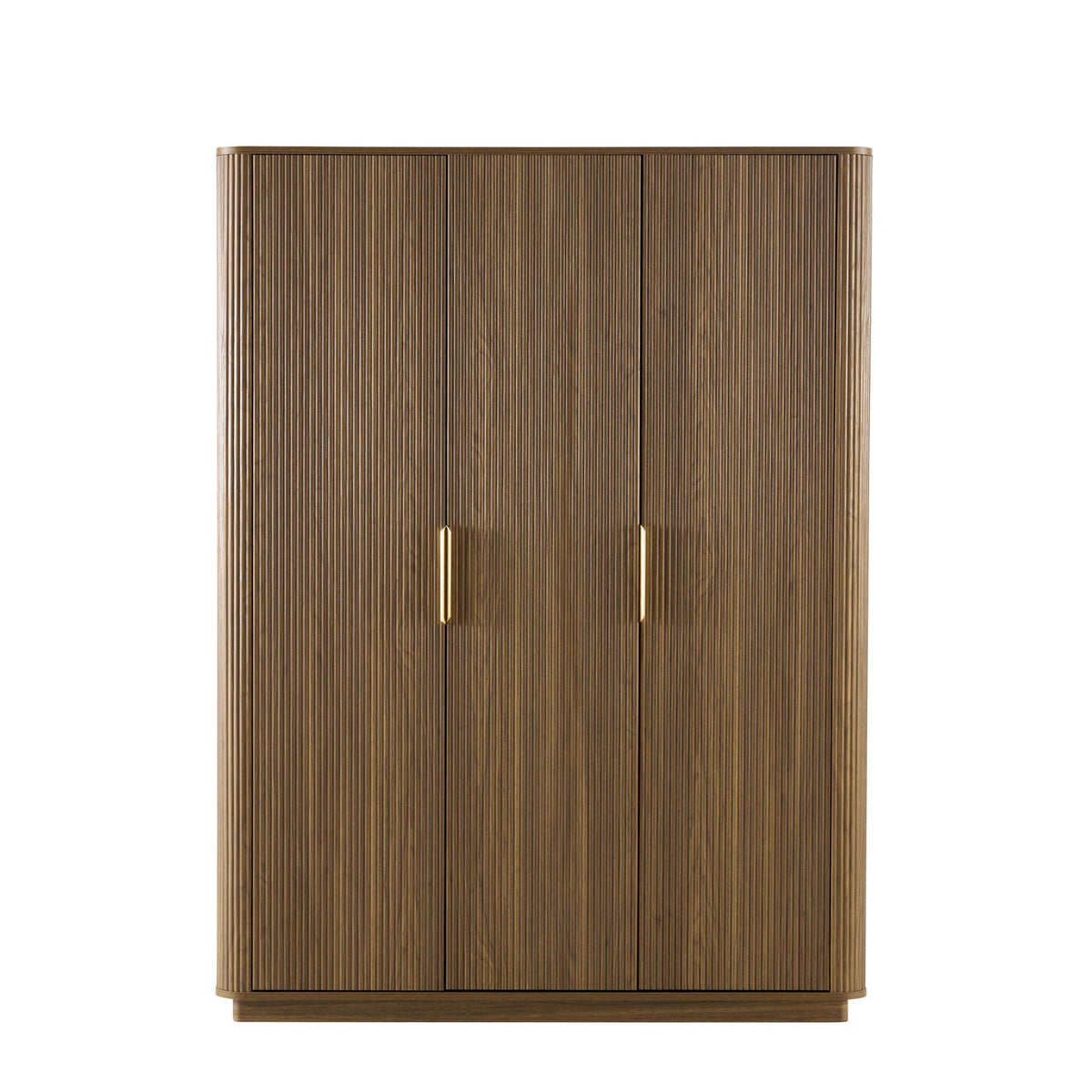 Hettie Ribbed 3 Door Wardrobe - Mid Wood - DUSK