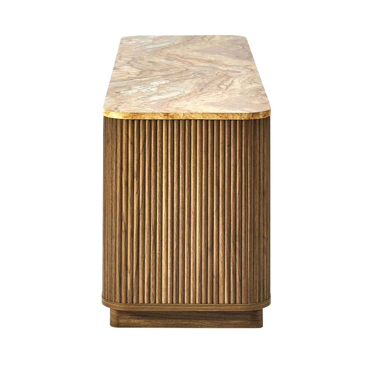 Hettie Tv Unit 2 Door Sideboard - Mid Wood/ Marble Effect Top - DUSK