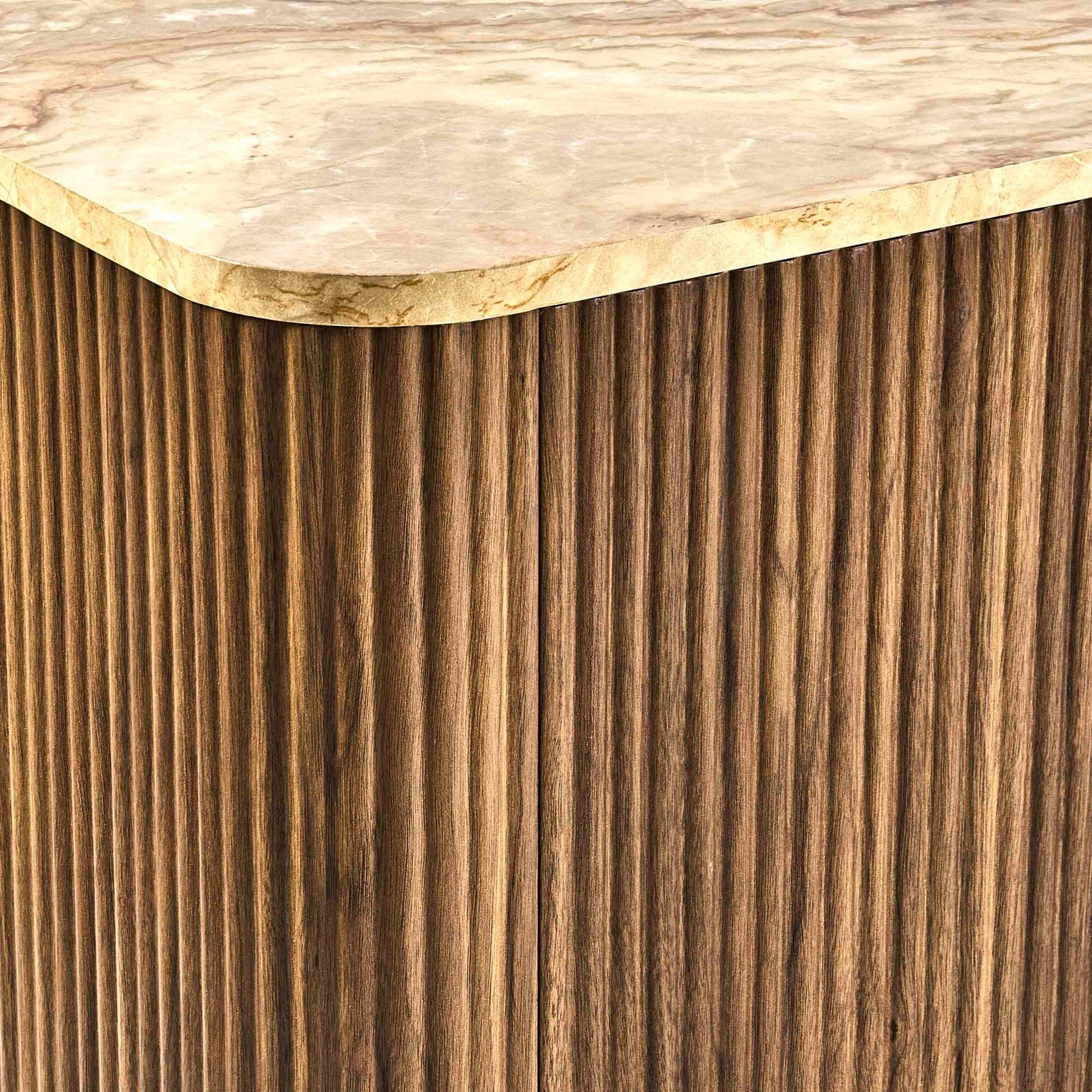 Hettie Tv Unit 2 Door Sideboard - Mid Wood/ Marble Effect Top - DUSK