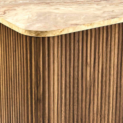 Hettie Tv Unit 2 Door Sideboard - Mid Wood/ Marble Effect Top - DUSK