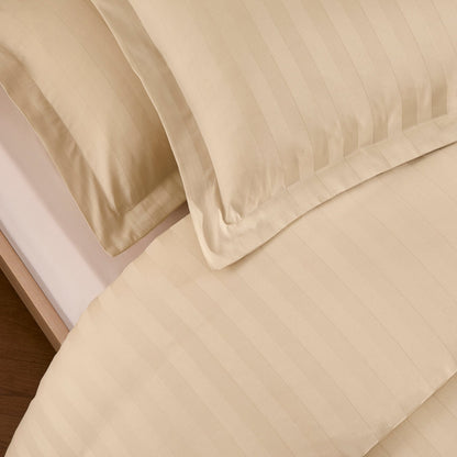 Hotel Satin Stripe 200 Thread Count Duvet Cover - Champagne - DUSK