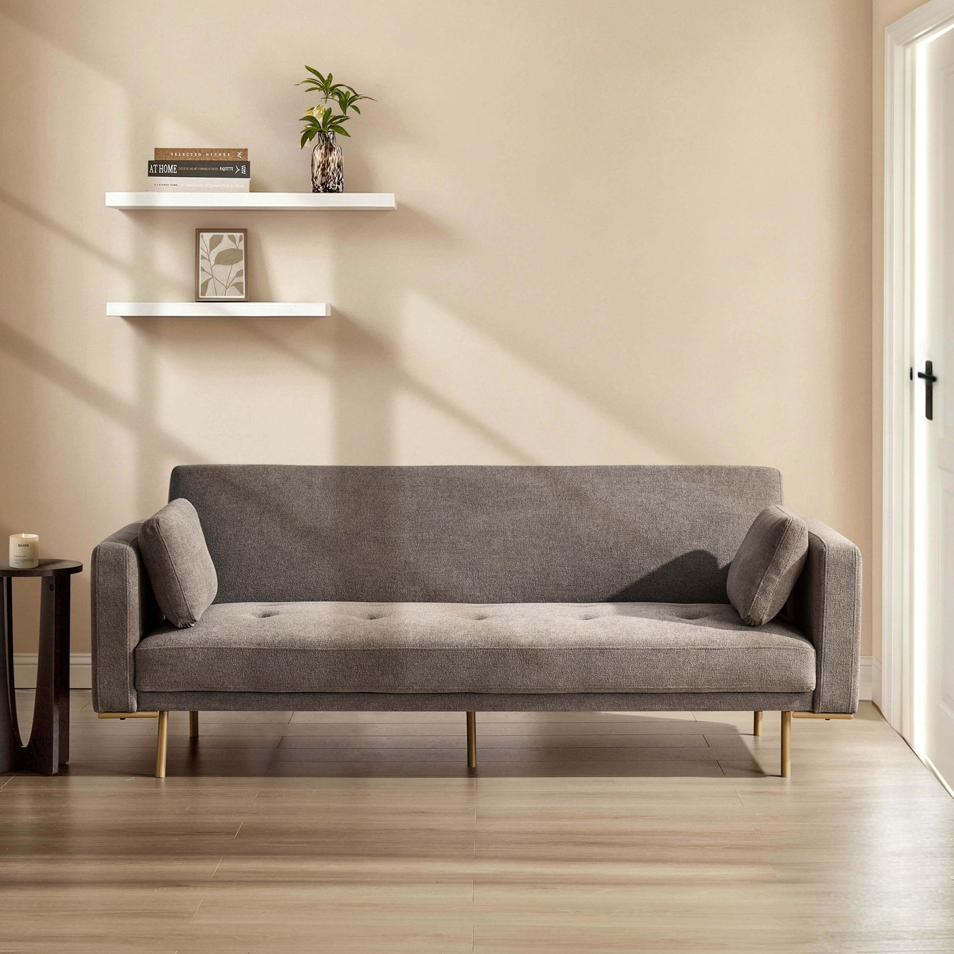 Hudson Click Clack Sofa Bed - Chenille Mushroom - DUSK