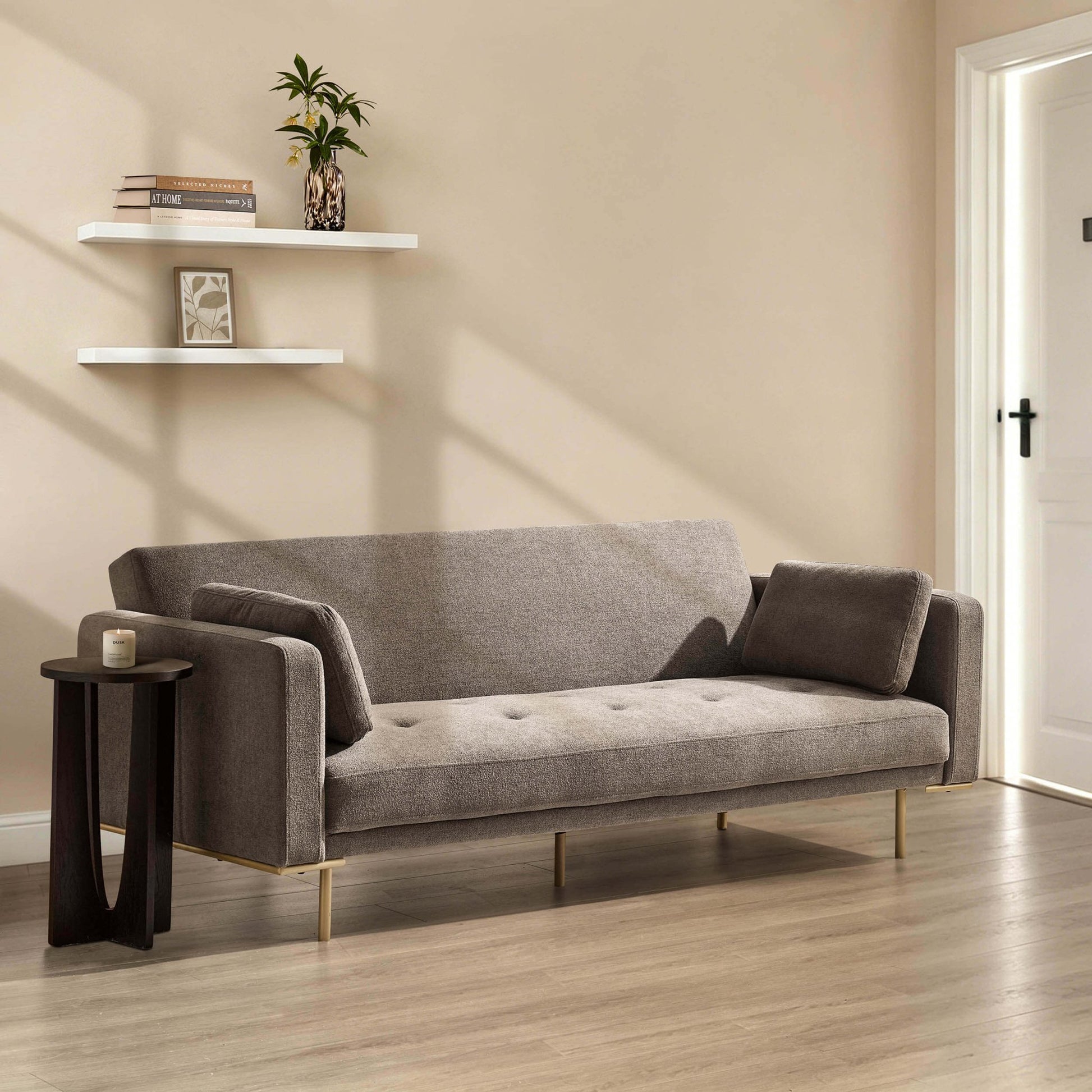 Hudson Click Clack Sofa Bed - Chenille Mushroom - DUSK