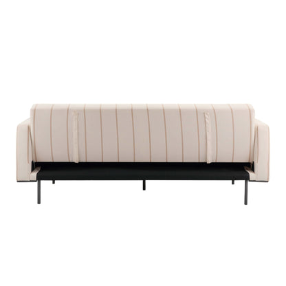Hudson Click Clack Sofa Bed - Thin Natural Stripe - DUSK