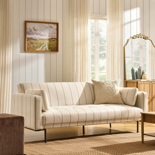 Hudson Click Clack Sofa Bed - Thin Natural Stripe - DUSK