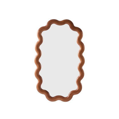 Indie Wavy Wood Mirror - Mid Wood - DUSK