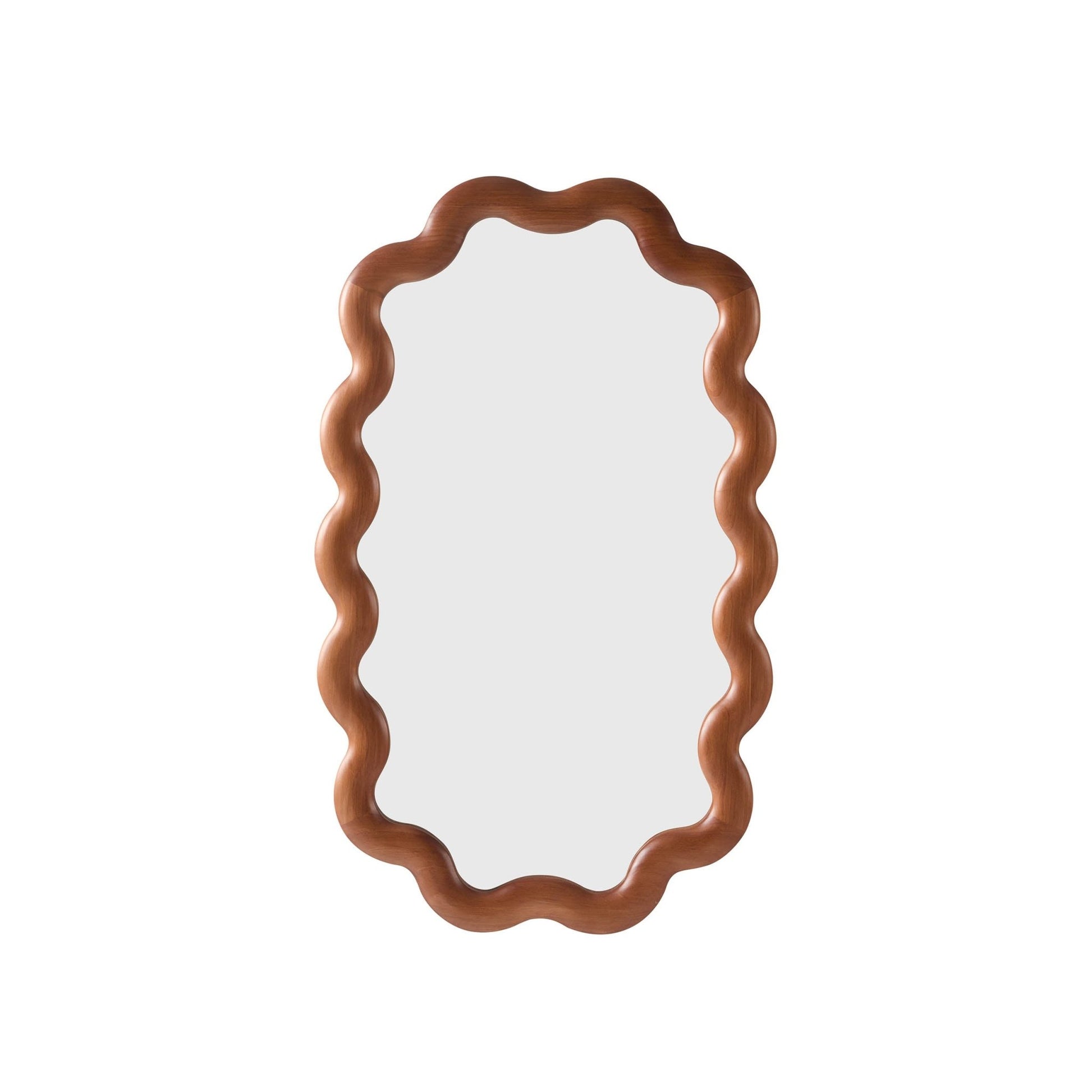Indie Wavy Wood Mirror - Mid Wood - DUSK