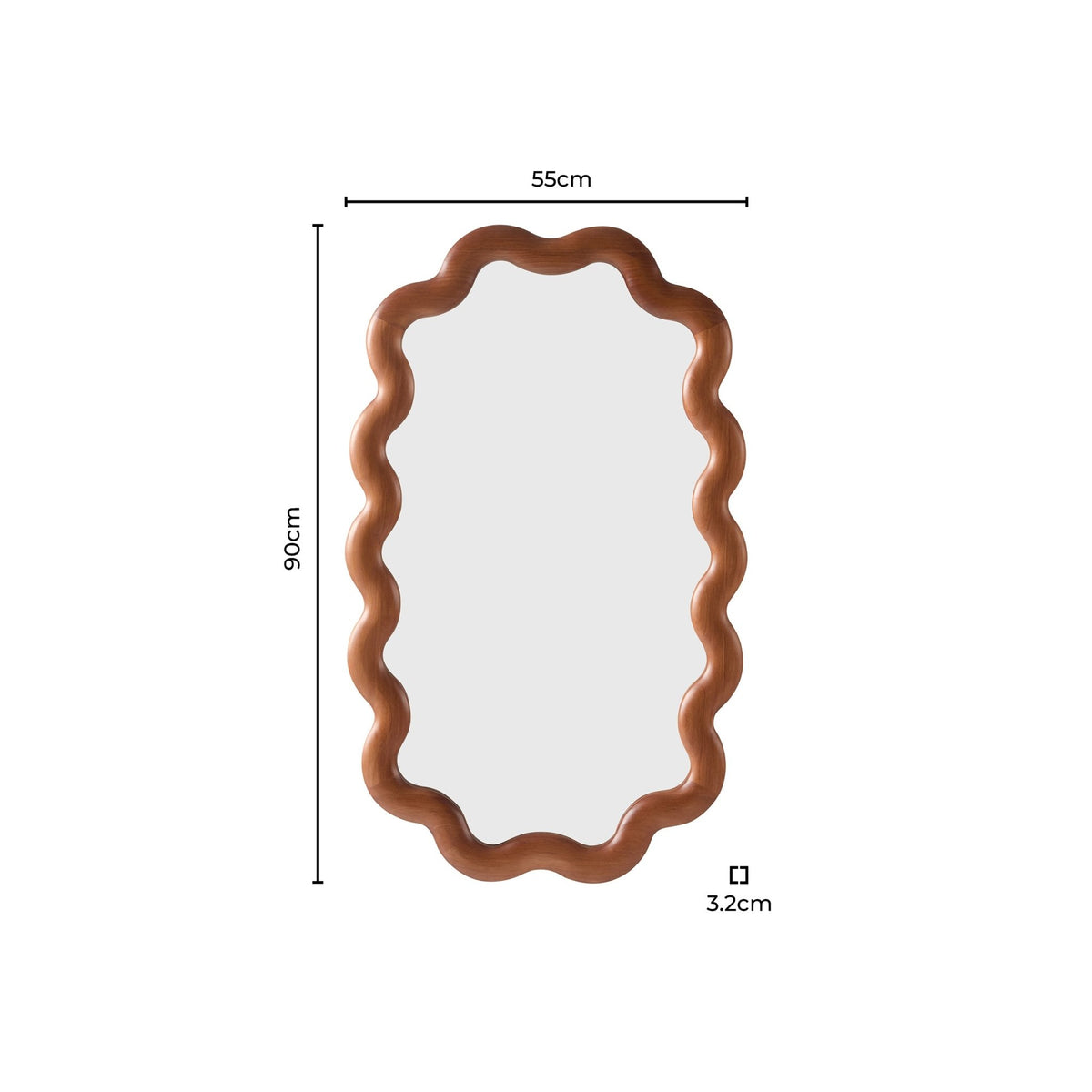 Indie Wavy Wood Mirror - Mid Wood - DUSK