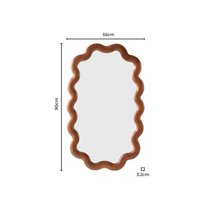 Indie Wavy Wood Mirror - Mid Wood - DUSK