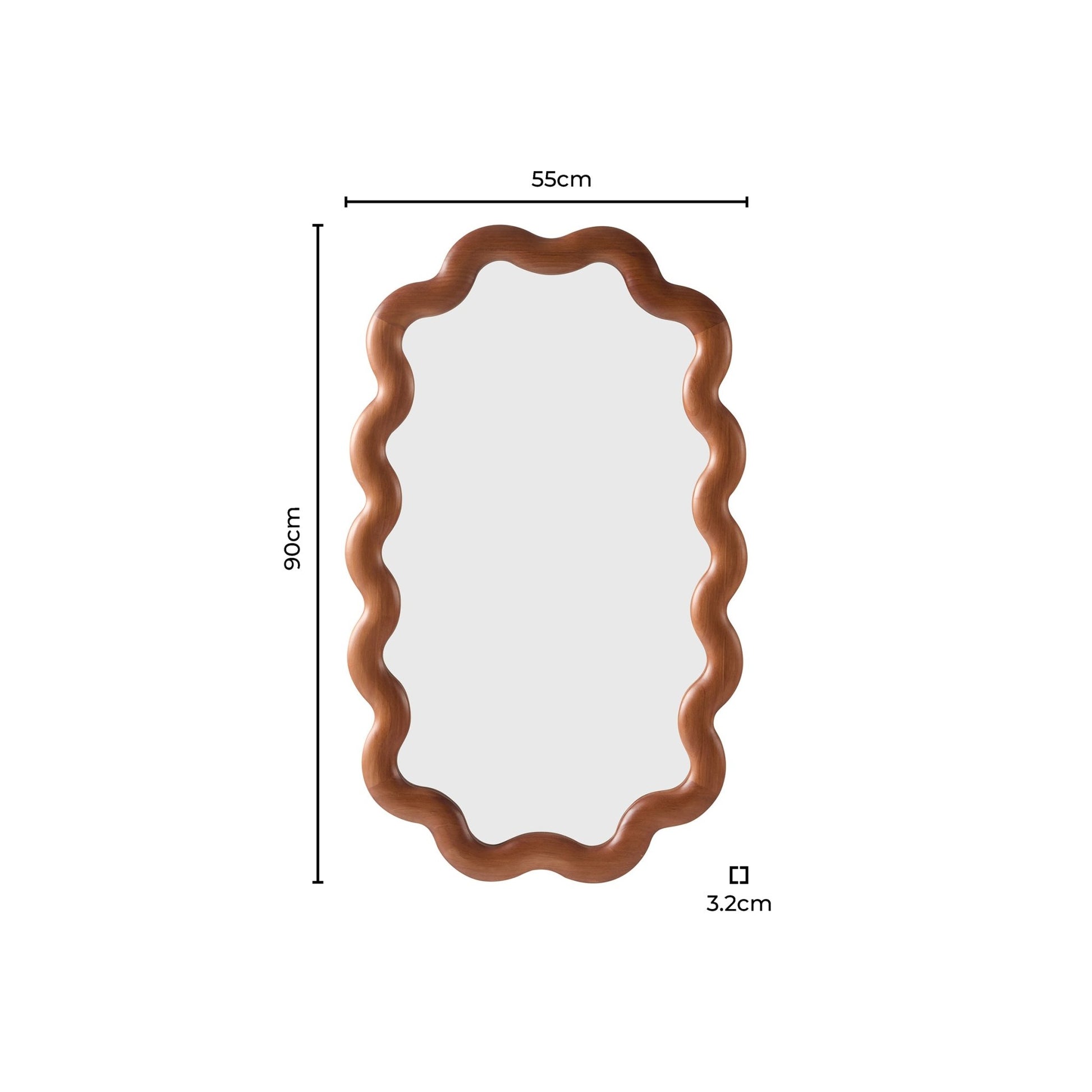 Indie Wavy Wood Mirror - Mid Wood - DUSK