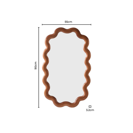 Indie Wavy Wood Mirror - Mid Wood - DUSK