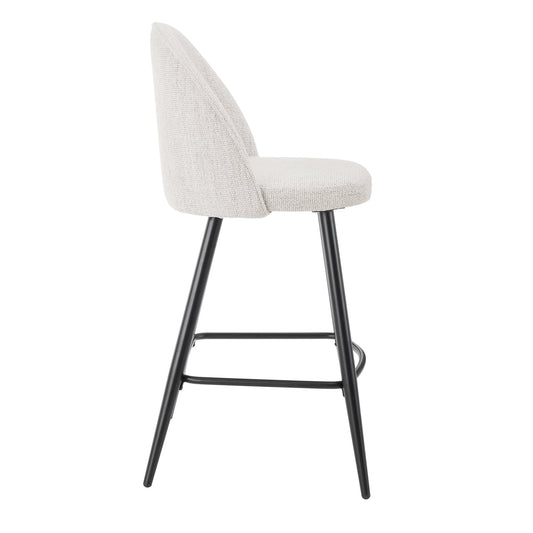 Iris Set Of 2 Barstools - Boucle Ivory - Black Legs - DUSK