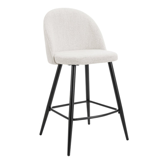 Iris Set Of 2 Barstools - Boucle Ivory - Black Legs - DUSK