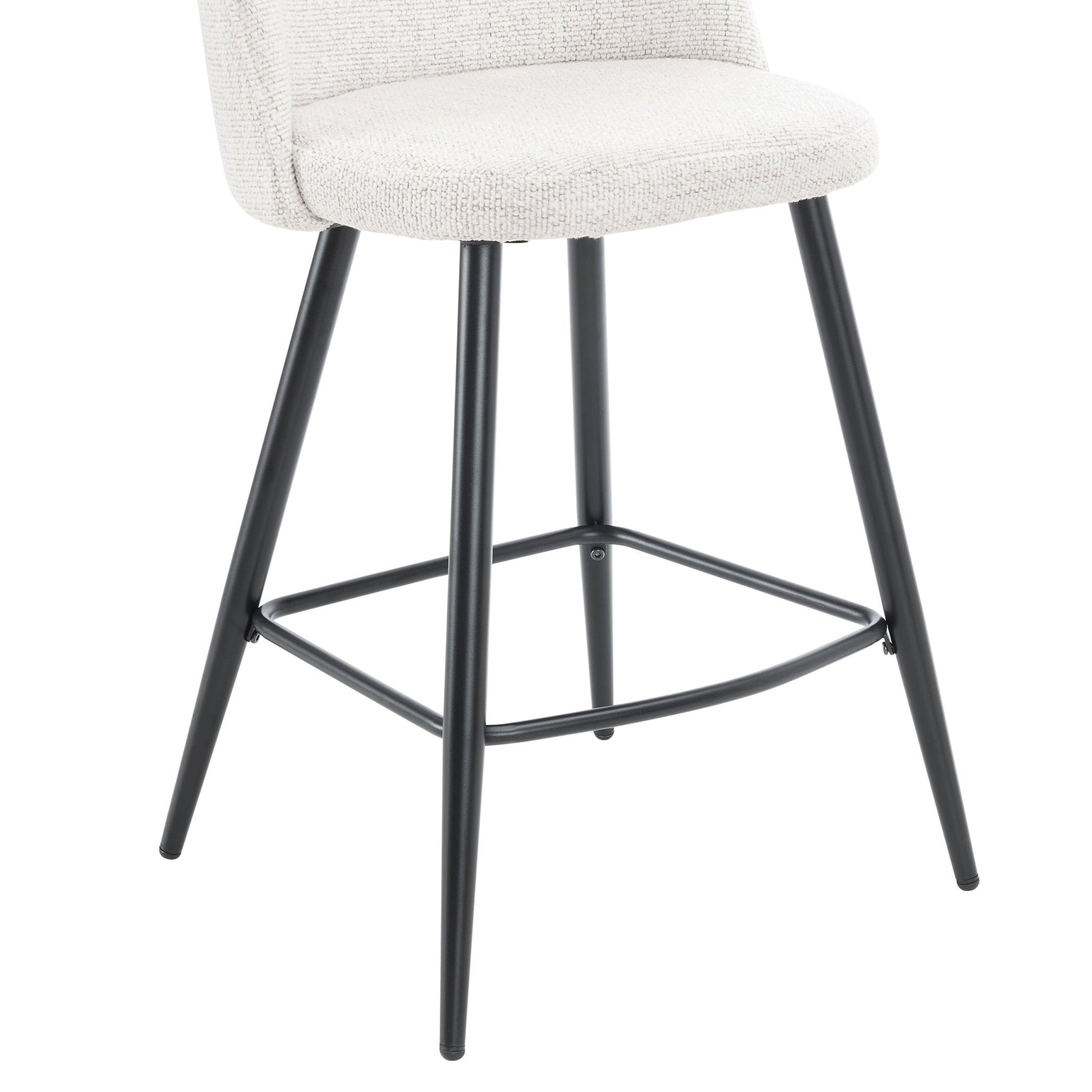 Iris Set Of 2 Barstools - Boucle Ivory - Black Legs - DUSK