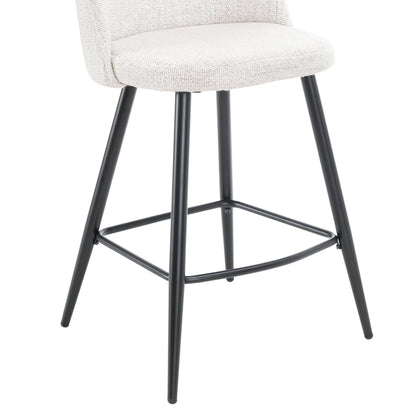 Iris Set Of 2 Barstools - Boucle Ivory - Black Legs - DUSK