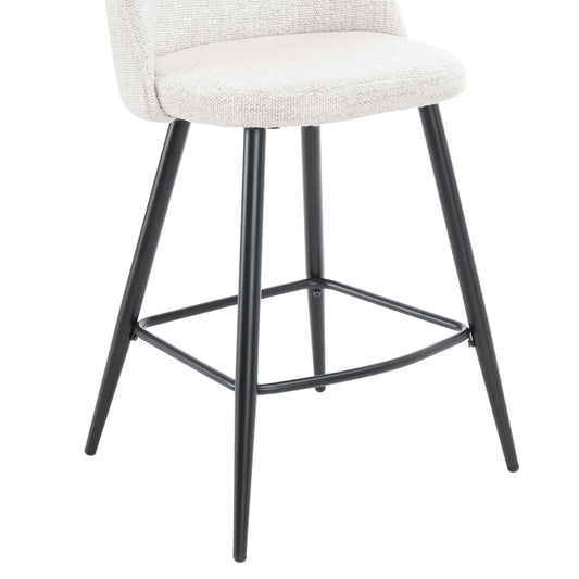 Iris Set Of 2 Barstools - Boucle Ivory - Black Legs - DUSK