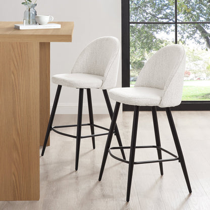 Iris Set Of 2 Barstools - Boucle Ivory - Black Legs - DUSK