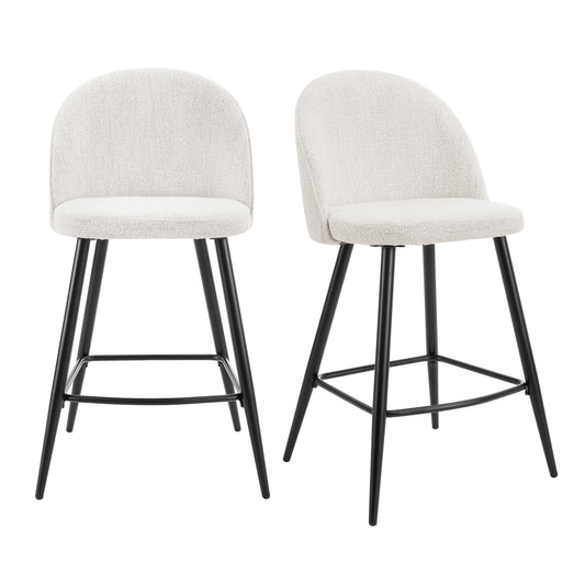 Iris Set Of 2 Barstools - Boucle Ivory - Black Legs - DUSK