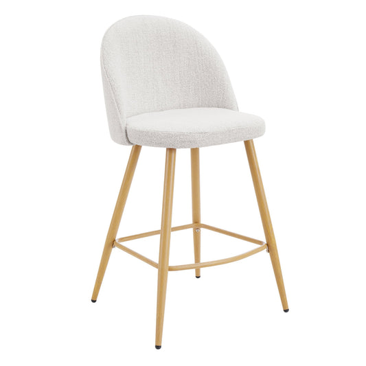 Iris Set Of 2 Barstools - Boucle Ivory - Wood Legs - DUSK